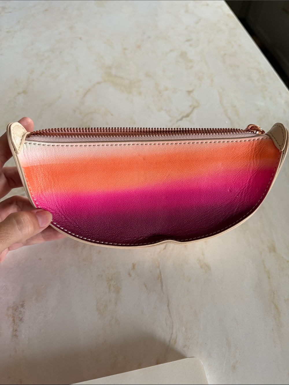 Anthropologie Ombre Crescent Cosmetic Pouch - Pink, Orange, Magenta